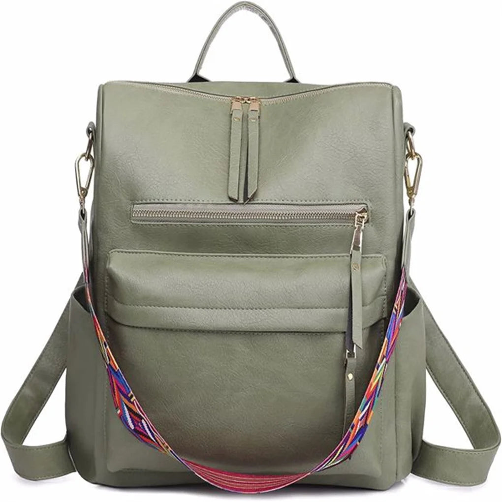 Convertible PU Leather Backpack Purse for Women Casual Style
