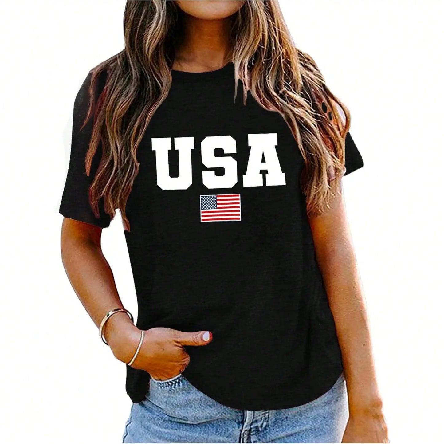 American Flag Shirts For Women 4th Of July Tops USA Print T Shirt Proud T Shirt Comfort Neck Short Casual Short Sleeve American
