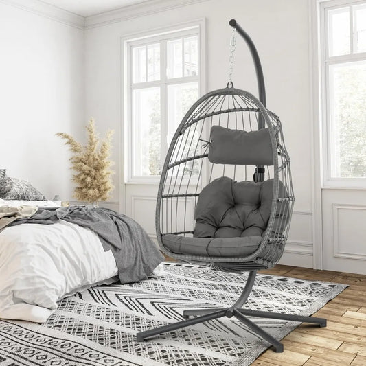 Swing Egg Chair Hammock with Aluminum Frame and Cushion