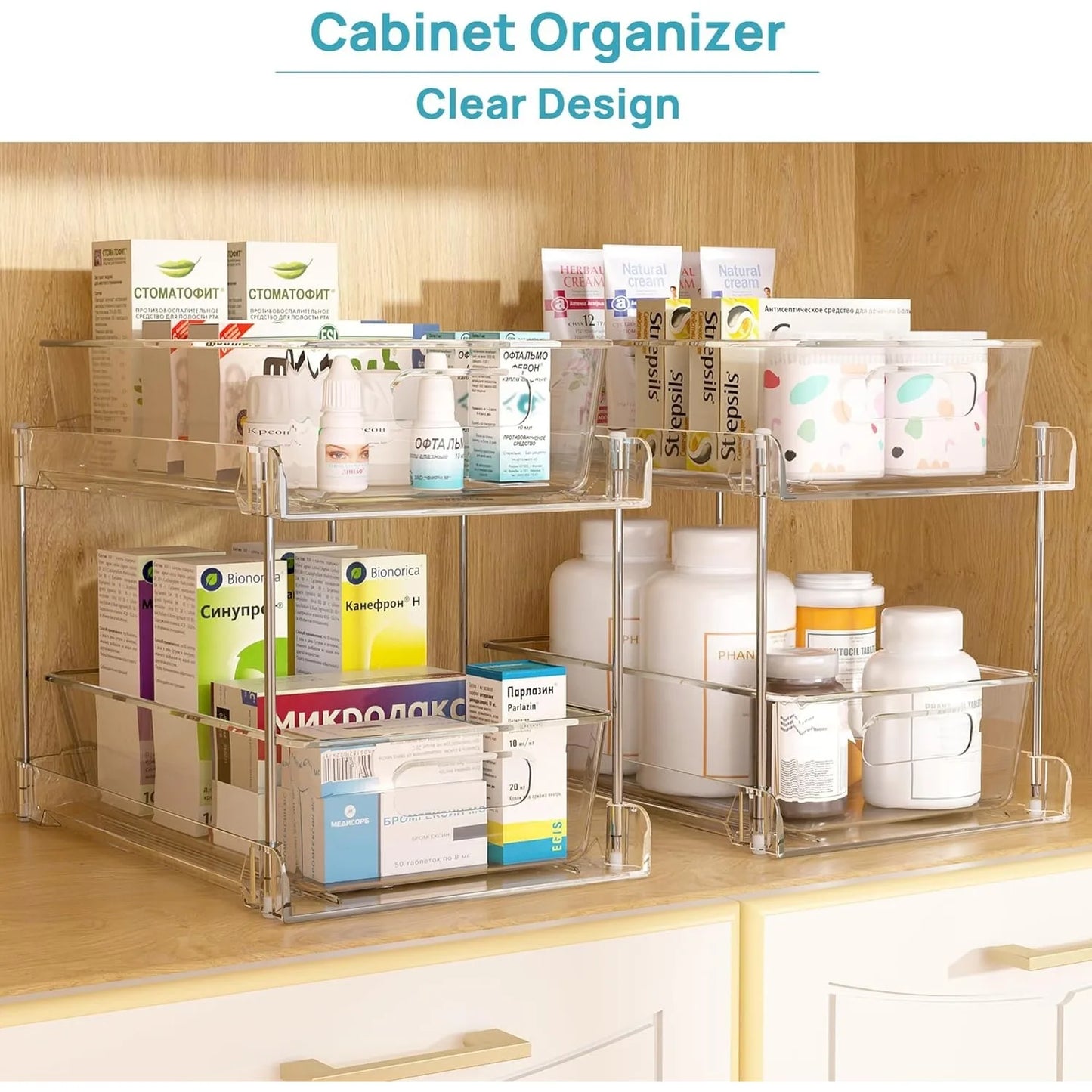 4 Pack Clear Bathroom Organizers for Tidy Storage Solutions