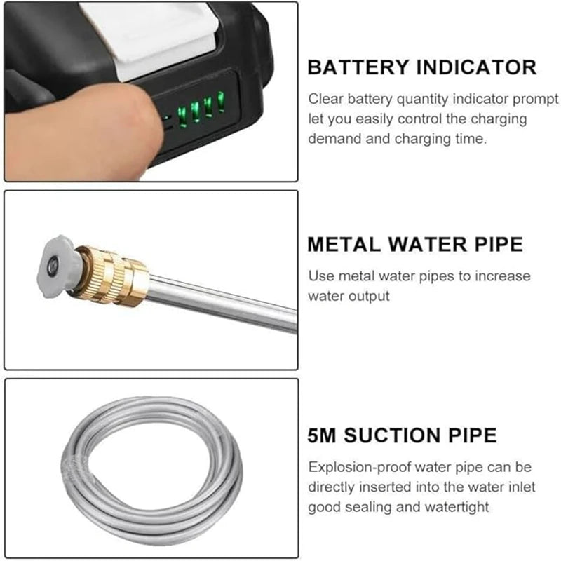Portable Rechargeable Battery Pressure Washer for Easy Surface Cleaning