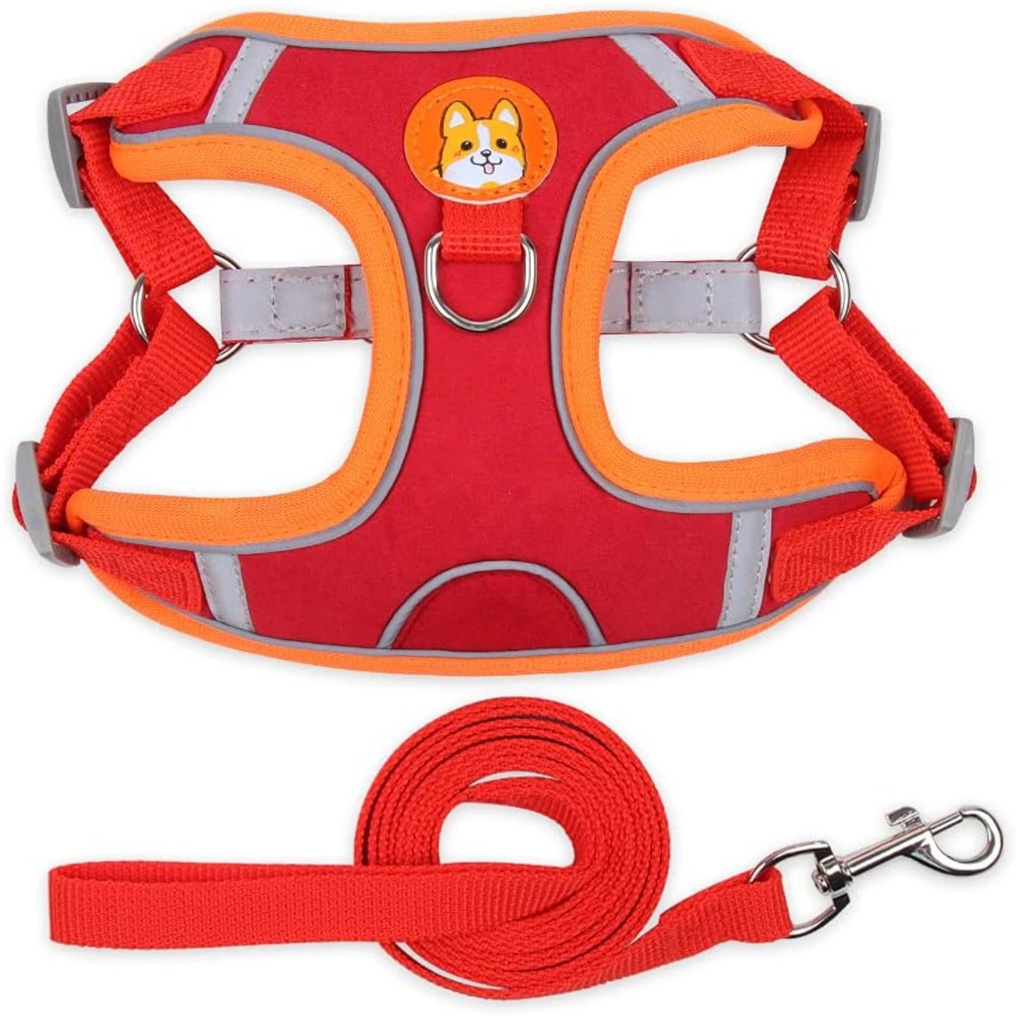 Soft Harness for Dogs No Pull Dog Harness and Leash Set Puppy Cat Step In Vest Harness with Reflective Strips for Small and Medium Dogs