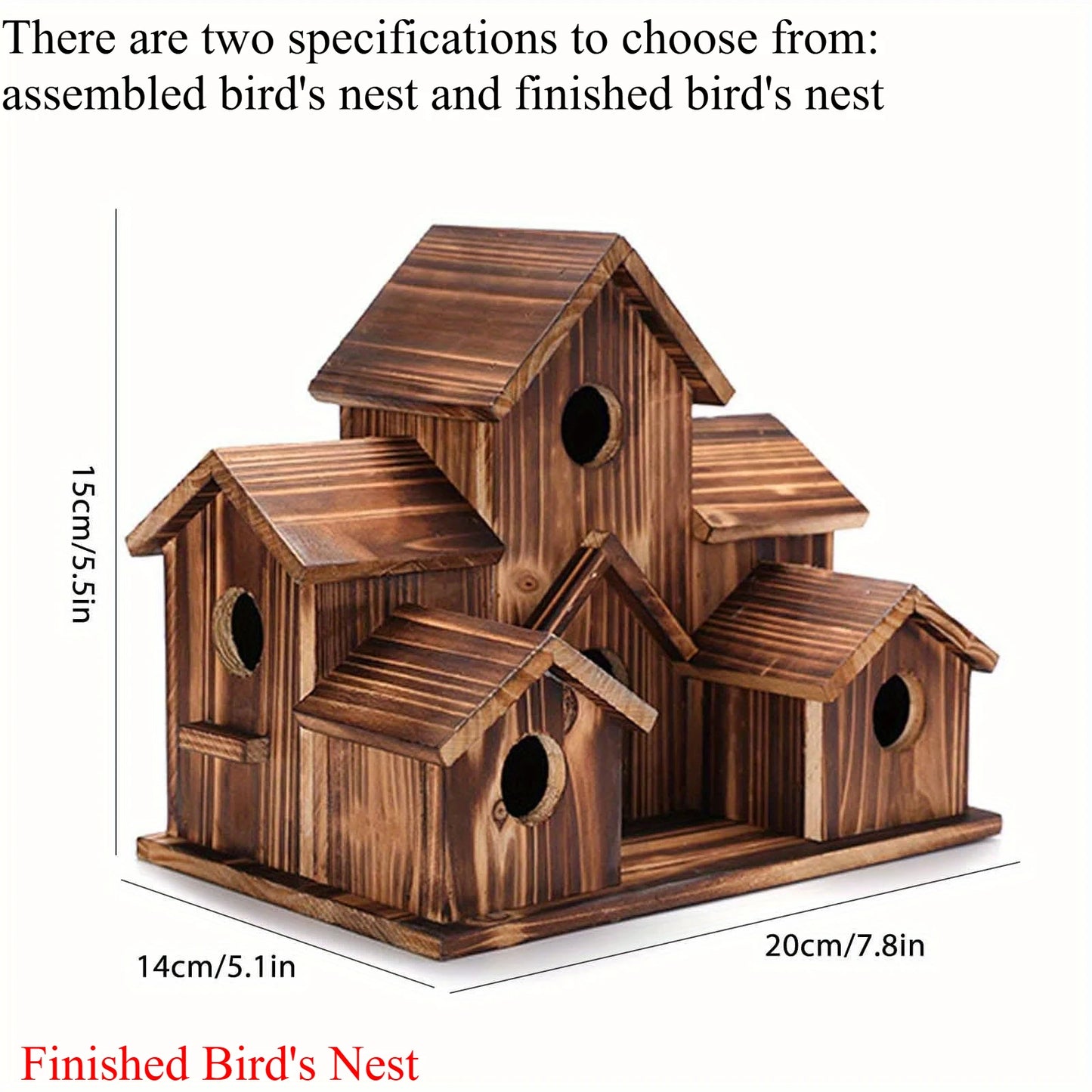 Handmade 6-Hole Hanging Outdoor Bird House for Garden Decoration and Bird Habitat