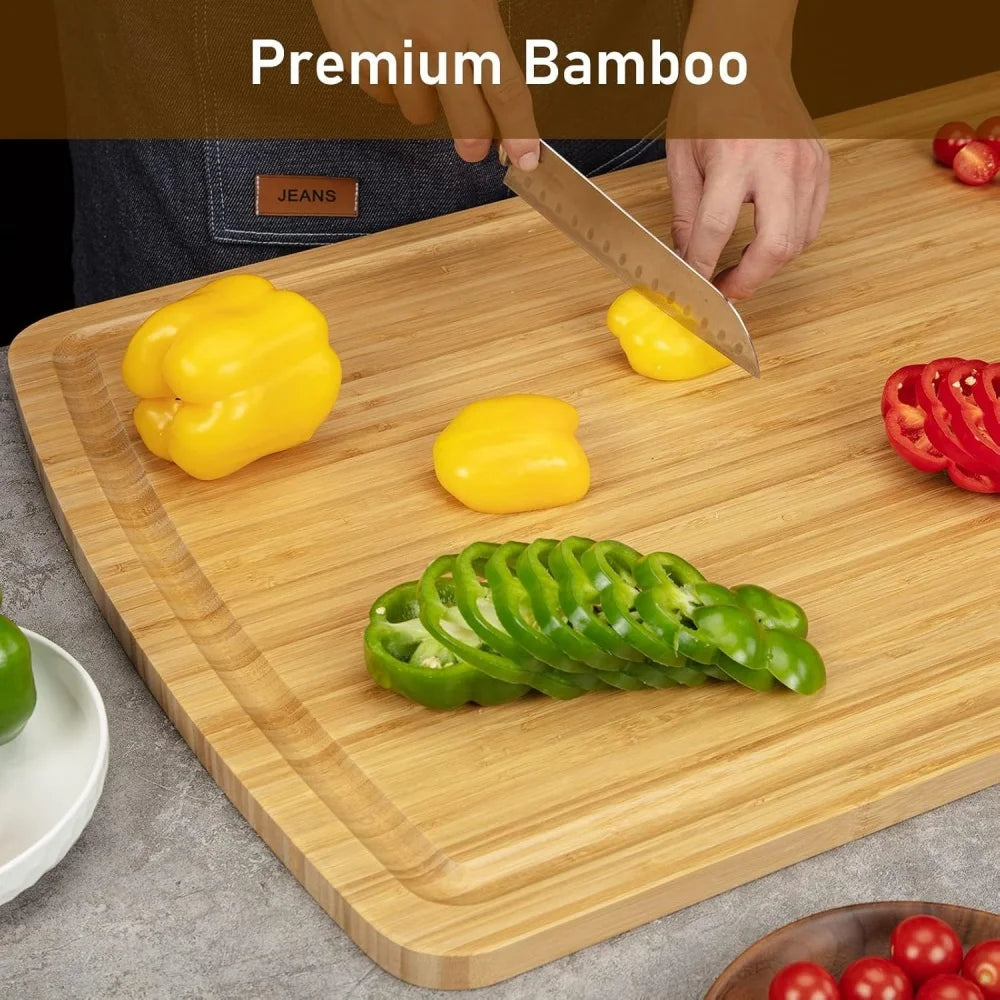 Bamboo Cutting Board with Juice Groove for Kitchen Essentials