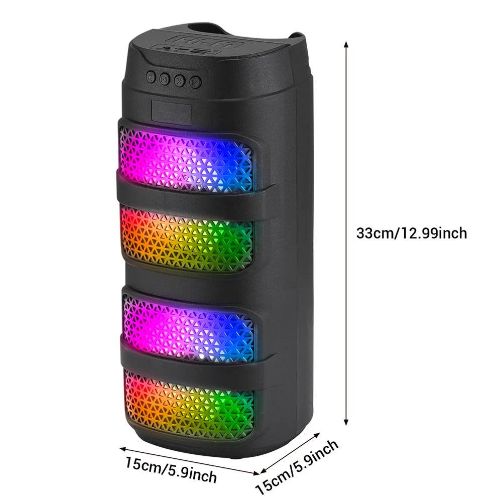 Portable Bluetooth Speaker with Subwoofer and LED Lights