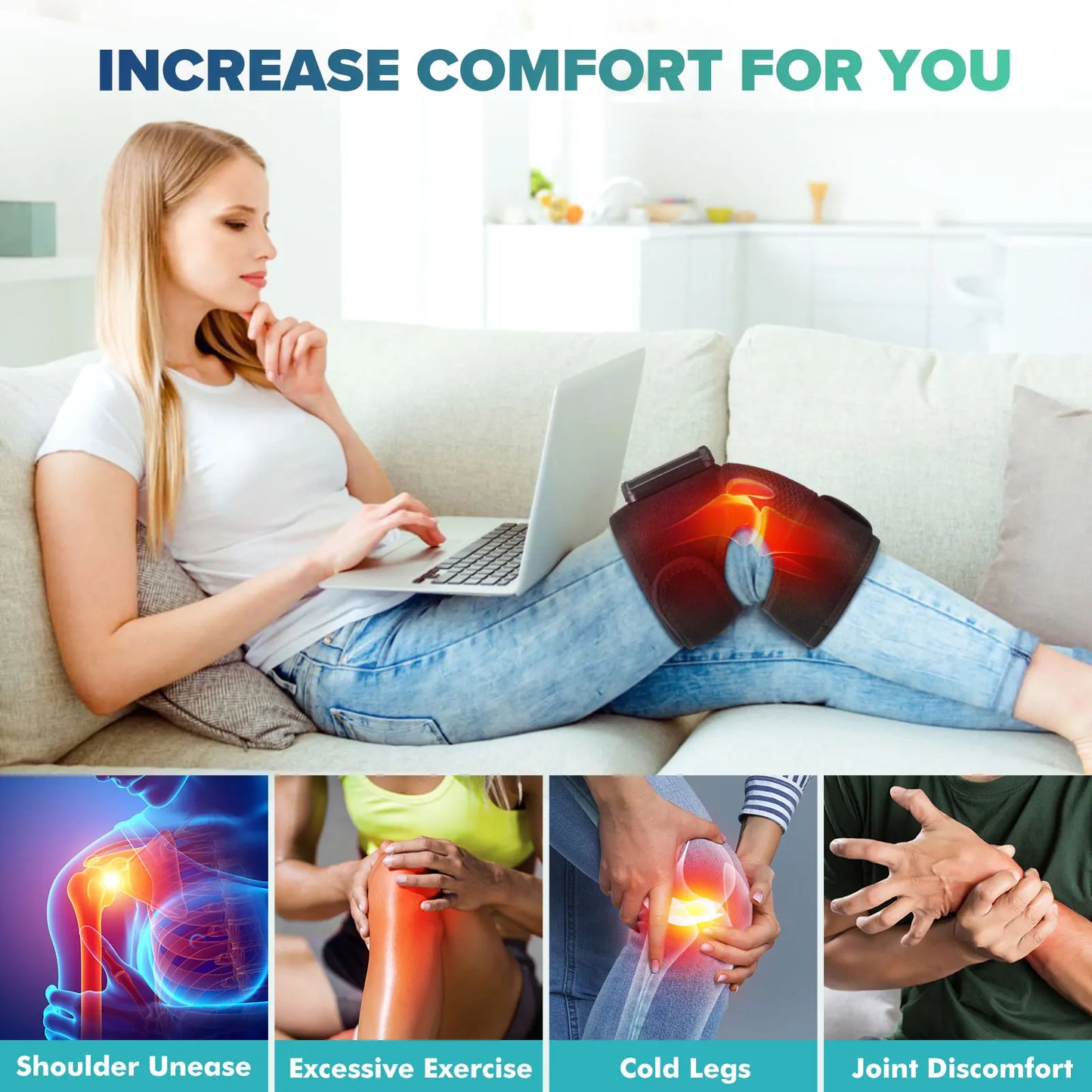 Knee Heating Massager for Joint Pain Relief and Relaxation