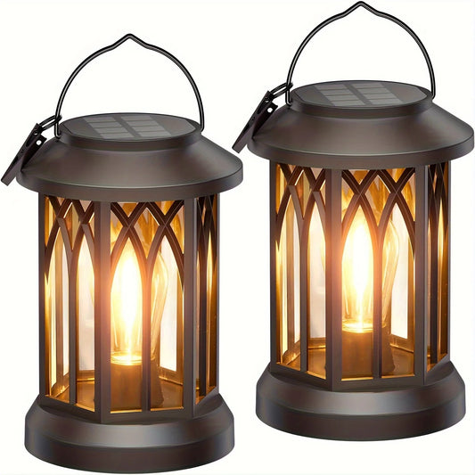 2 Pack Upgraded Bright Solar Lantern Lights Outdoor Warm Light