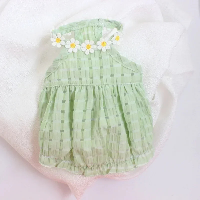 Breathable Cotton Dress for Small French Bulldog Girls