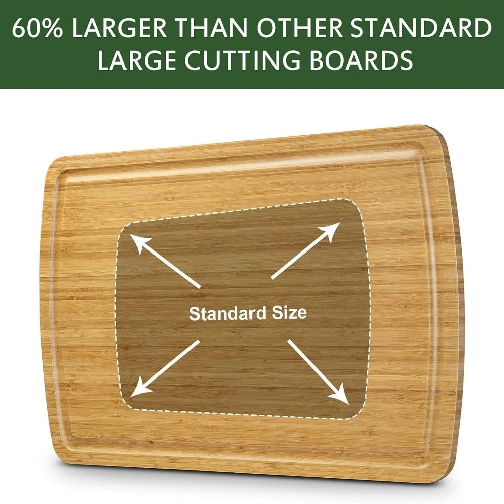 Bamboo Cutting Board with Juice Groove for Kitchen Essentials