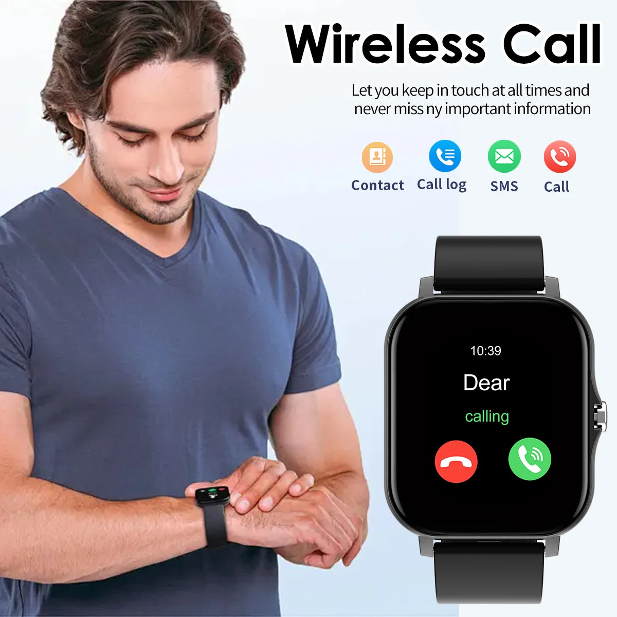 Smart Watch Bluetooth Call Smartwatch Touch Dial Music Fitness