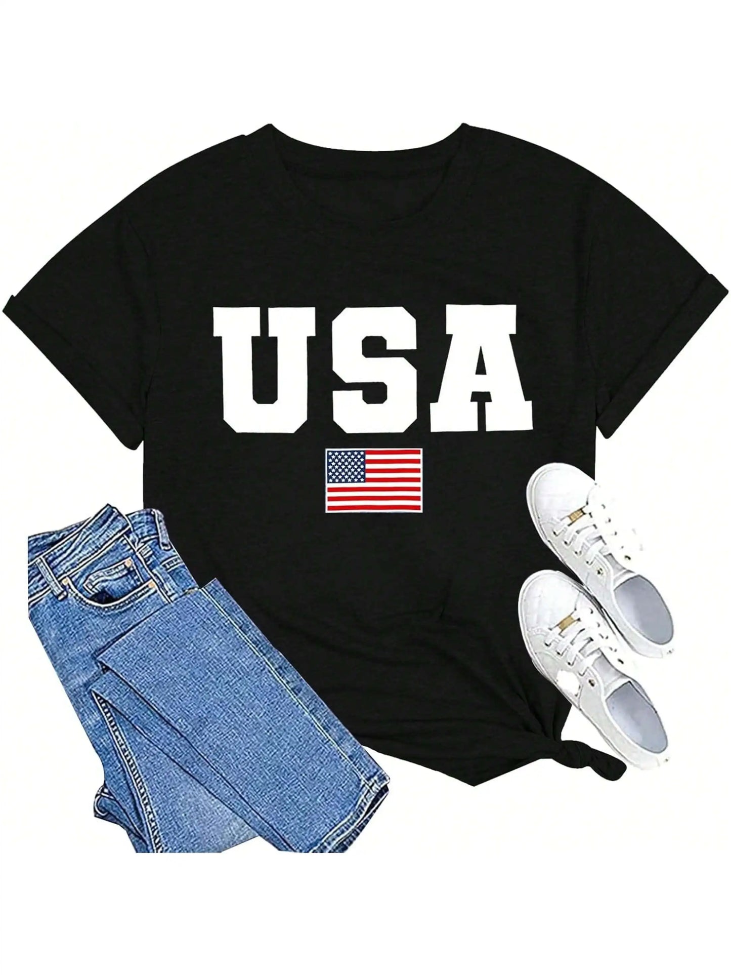 American Flag Shirts For Women 4th Of July Tops USA Print T Shirt Proud T Shirt Comfort Neck Short Casual Short Sleeve American