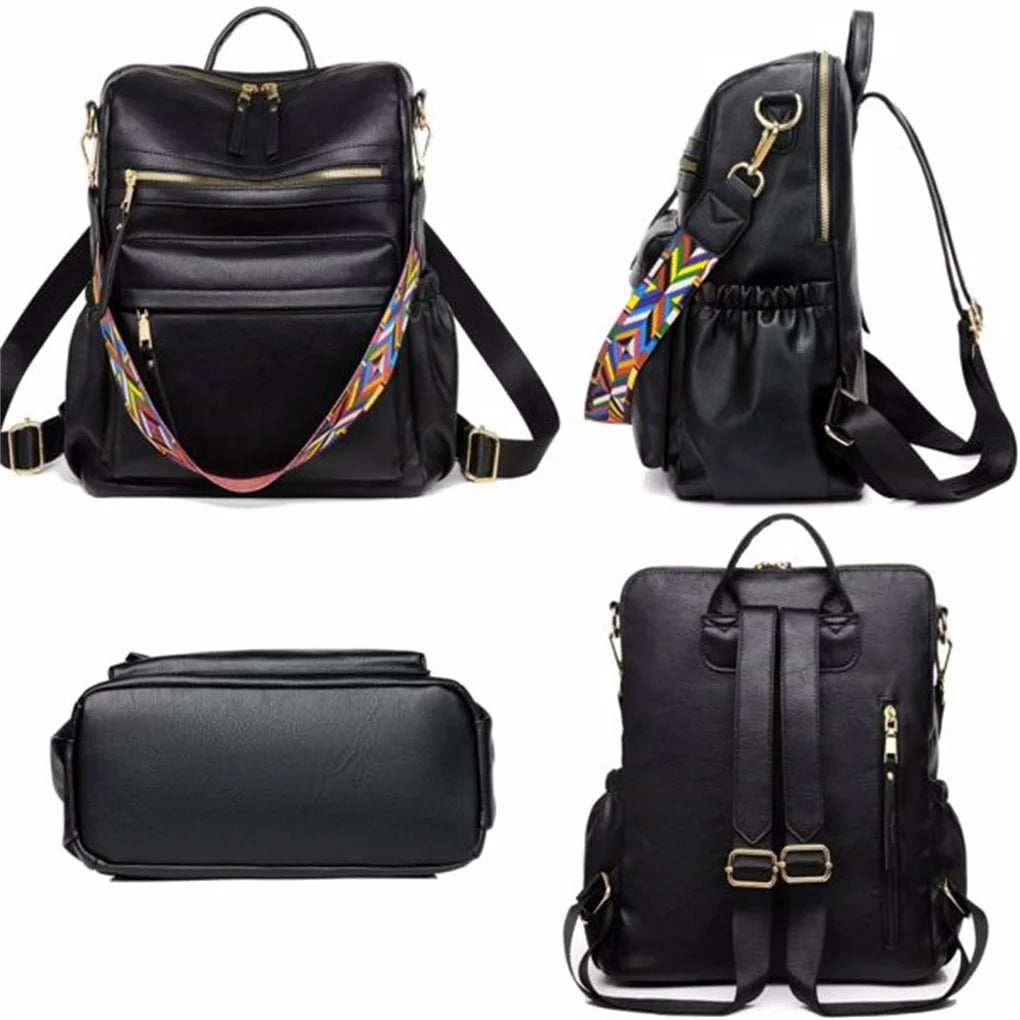 Fashionable PU Leather Convertible Backpack Purse for Women