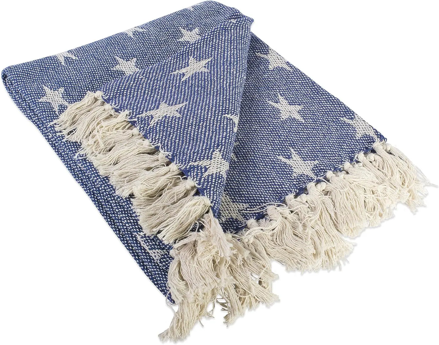 4Th Of July Patriotic Throw Blanket With Decorative Tassles