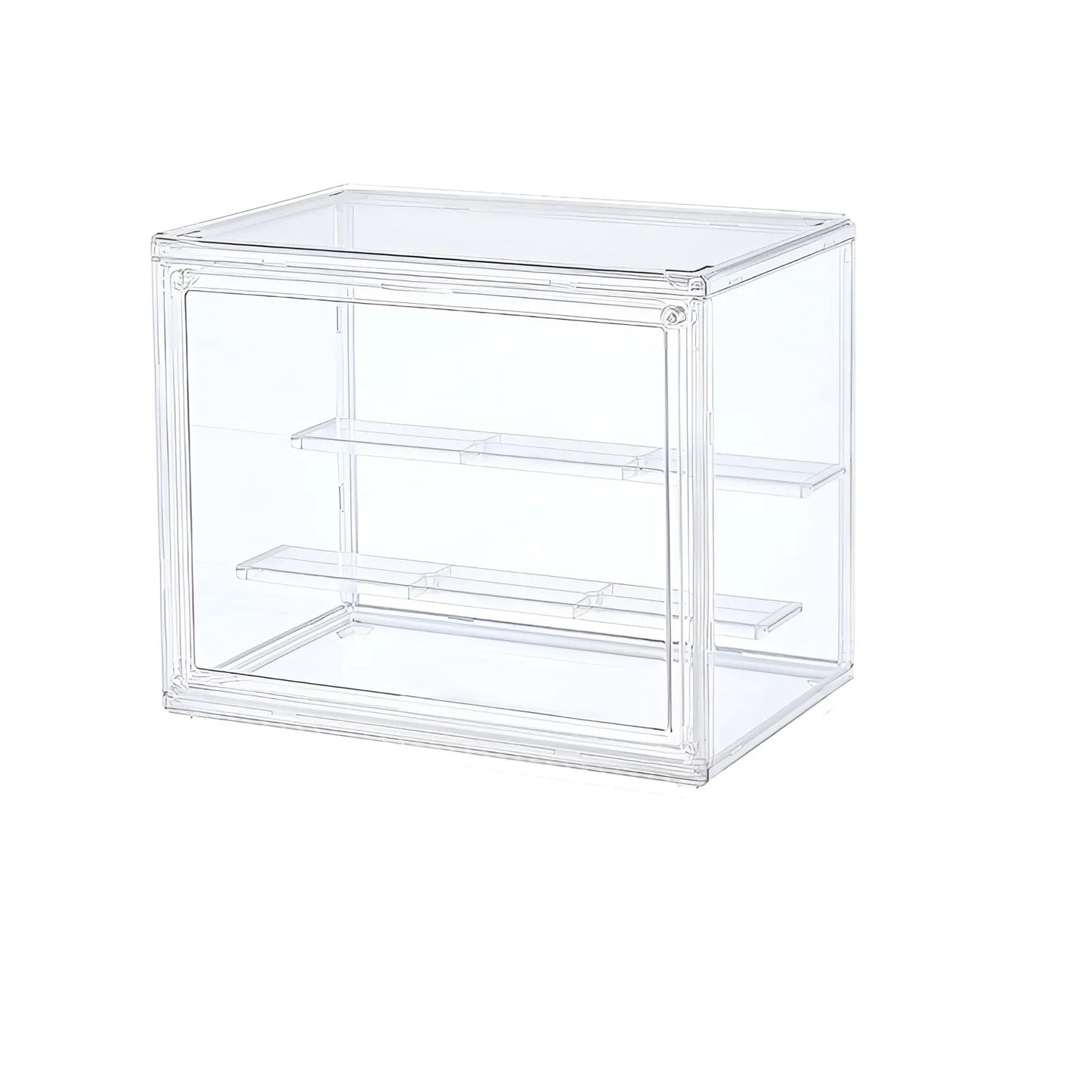 Clear Display Box Stackable Plastic Dustproof Storage Bins for Figures Collectibles and Cosmetics with Interlayers