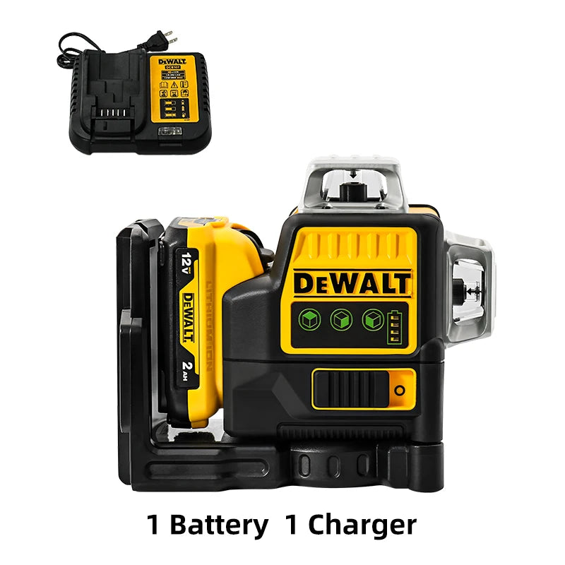 DEWALT Laser Level DW089LG 12 Line 3 Sides 360 Degrees Green Beam Laser 12V Lithium Battery Outdoor Light Level Meter