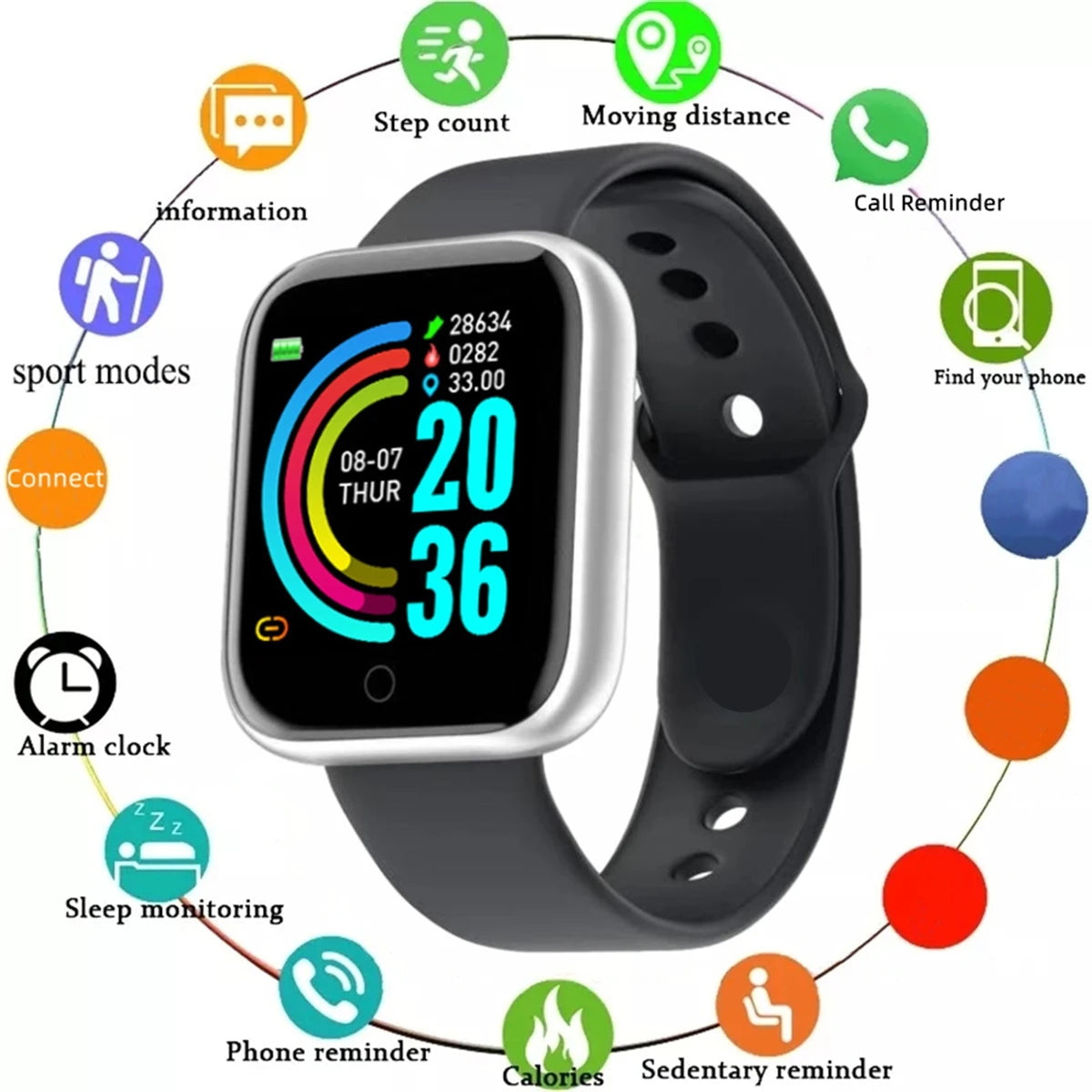 Smart Fitness Watch Heart Rate Tracker Message Alerts