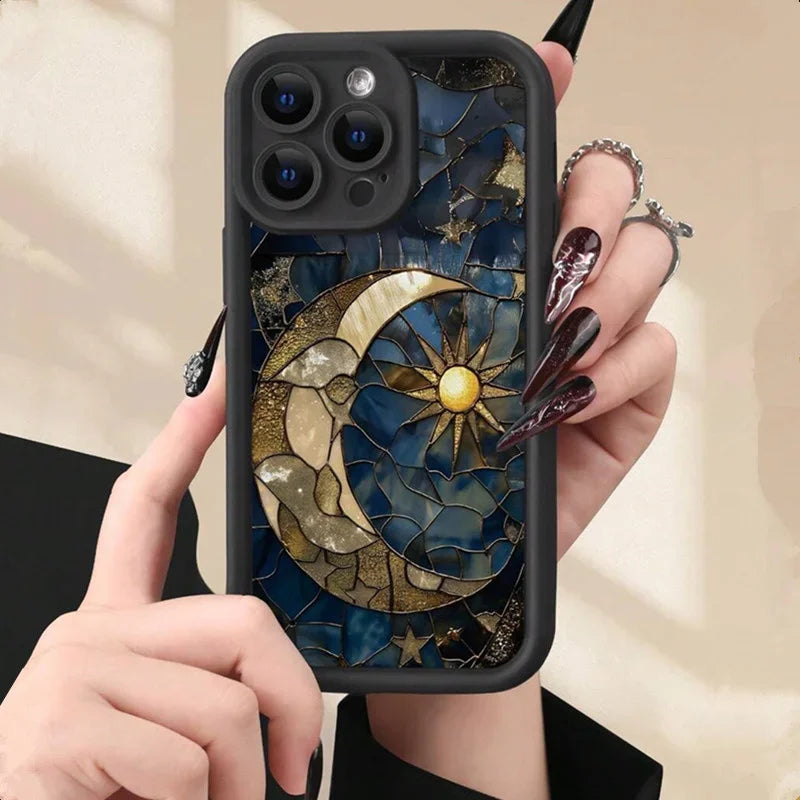 Aesthetic Sun and Moon Case for iPhone Shockproof Cover